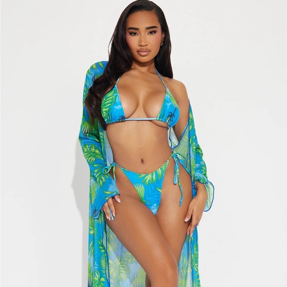Fashionova Beach 3 Piece Bikini Set Blue - Picture 1 of 9